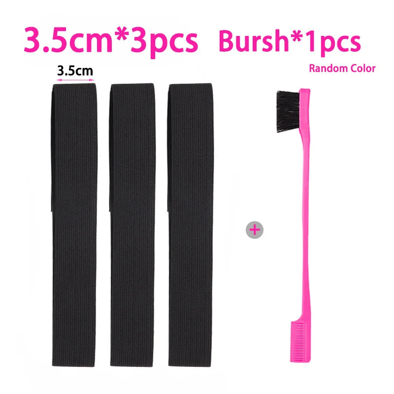 3PC Elastic Melting Lace Headband With Edge Brush/Comb