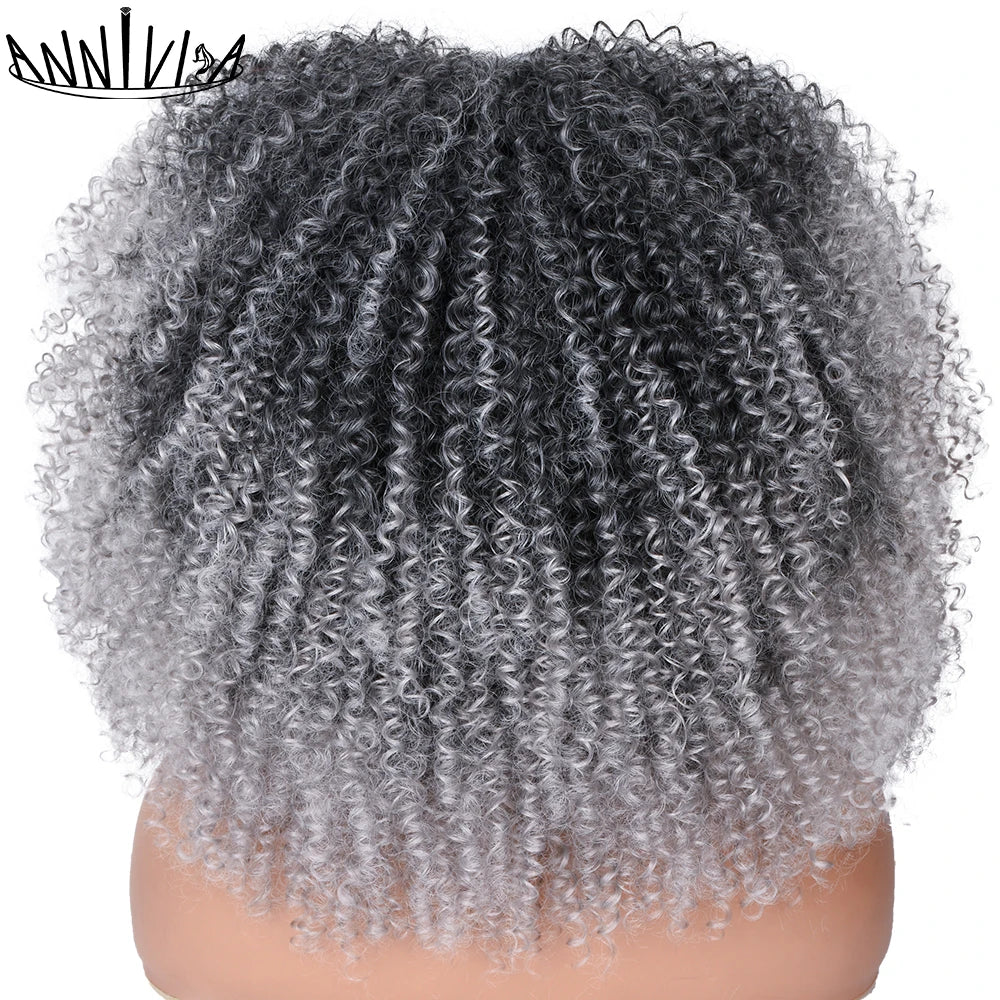 Synthetic Kinky Curly Wigs With Bangs - Various Colors Available