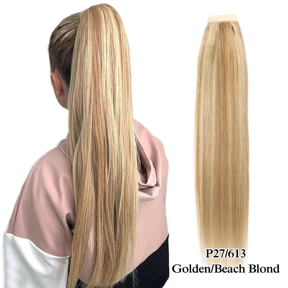 Straight Human Hair Wrap Around Ponytails