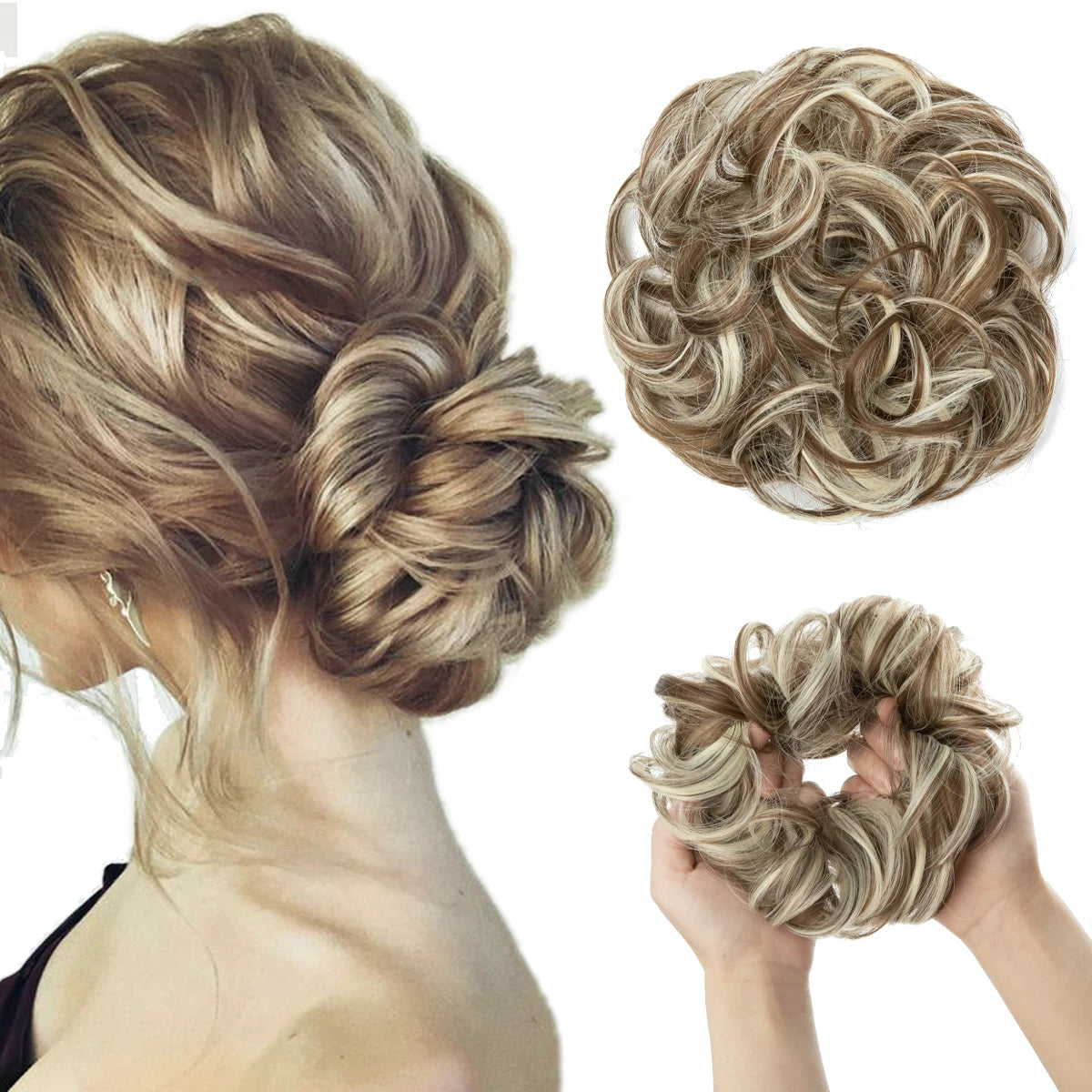 Synthetic Messy Curly Bun - Elastic Scrunchy Doughnut Updo Hair Pieces