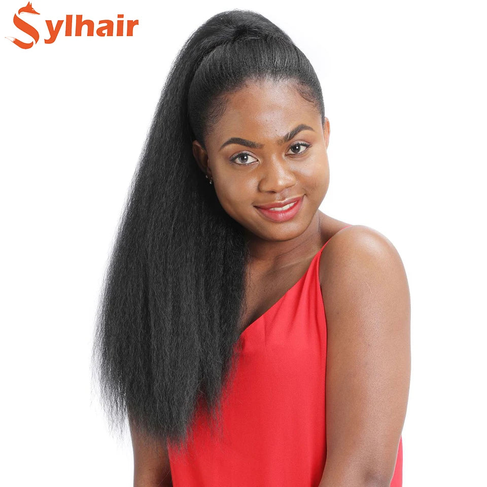 Kinky Straight Synthetic Drawstring Ponytails in Various Colors