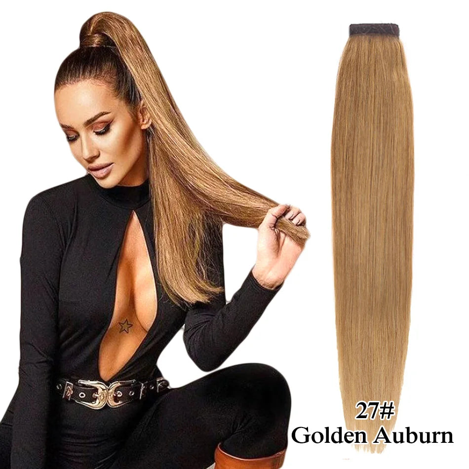 Straight Human Hair Wrap Around Ponytails
