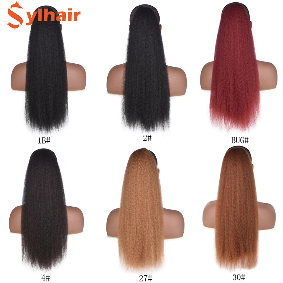 Kinky Straight Synthetic Drawstring Ponytails in Various Colors