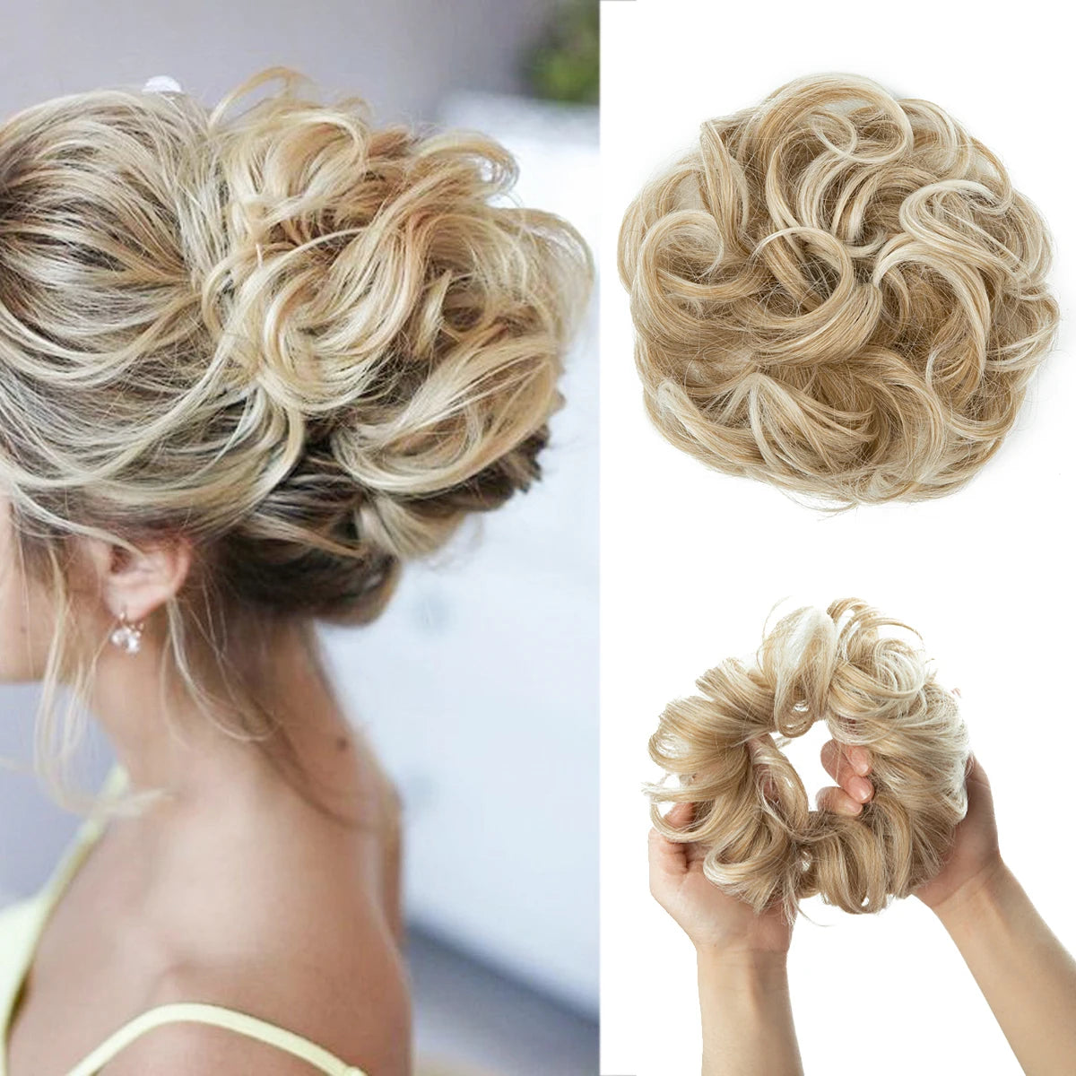 Synthetic Messy Curly Bun - Elastic Scrunchy Doughnut Updo Hair Pieces