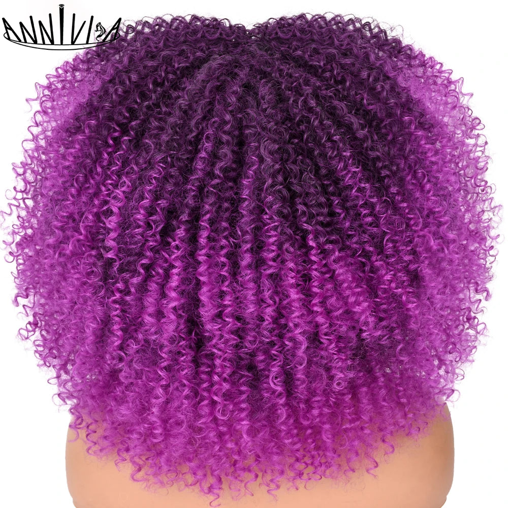 Synthetic Kinky Curly Wigs With Bangs - Various Colors Available