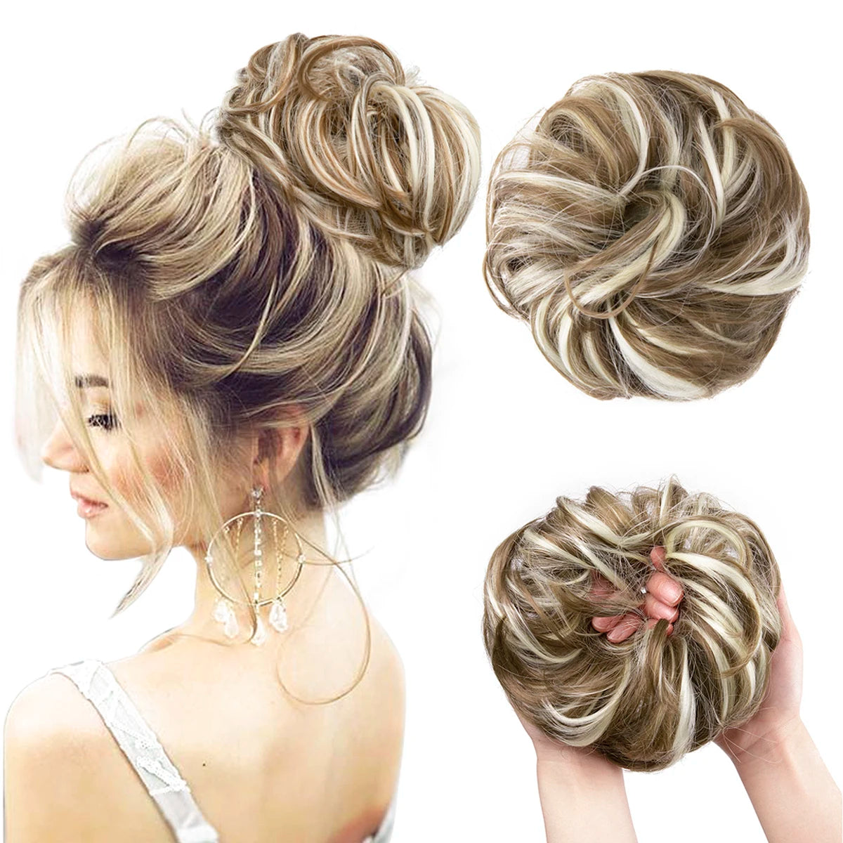 Synthetic Messy Curly Bun - Elastic Scrunchy Doughnut Updo Hair Pieces