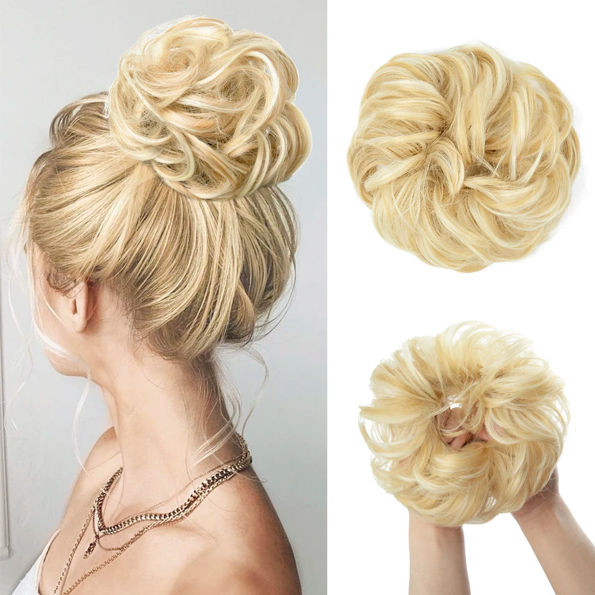 Synthetic Messy Curly Bun - Elastic Scrunchy Doughnut Updo Hair Pieces