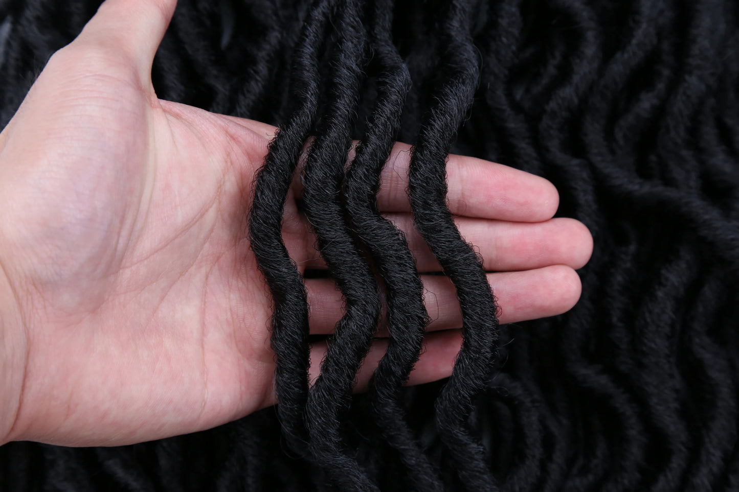 Curly Faux Locs Synthetic Crochet Pre-Stretched Hair - Various Colors Available