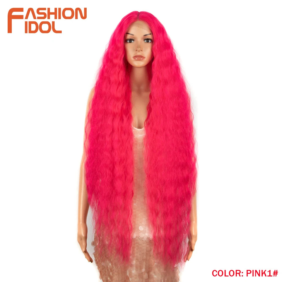 Water Wave 42 Inch Lace Front Synthetic Wigs - Various Colors Available