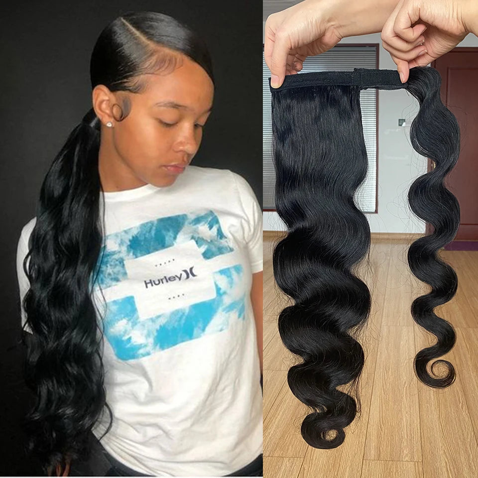 Body Wave Wrap Around Human Hair Ponytail, 100g & 120g Available