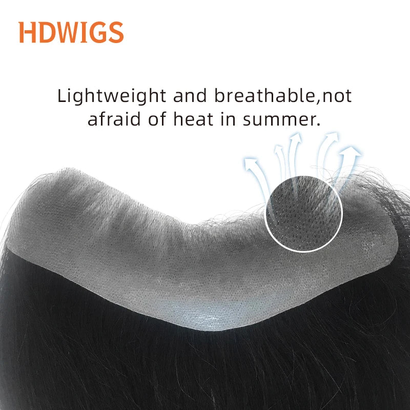 Straight 100% Human Remy Hair V Style Thin Skin Full PU Men's Capillary Prosthesis Frontal - Various Options Available