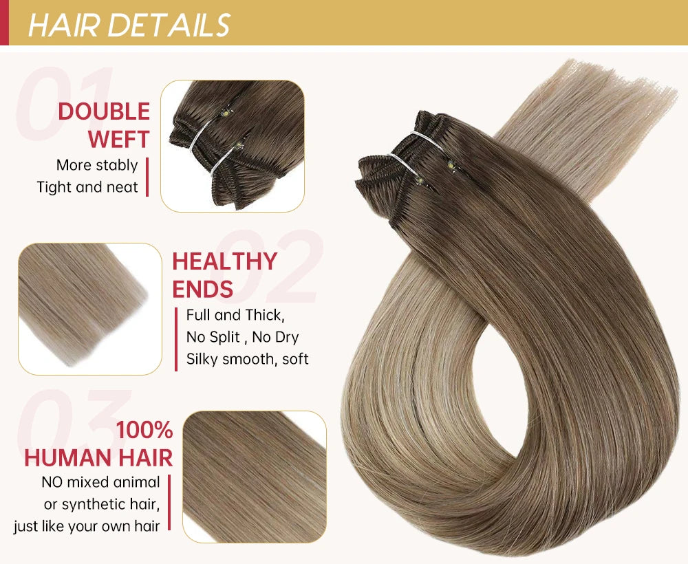 Straight Human Hair Bundles Weave Balayage Hair Pieces