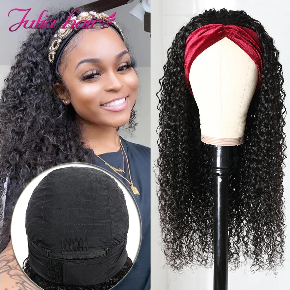 Curly Human Hair Headband & V Part Wig Human Hair