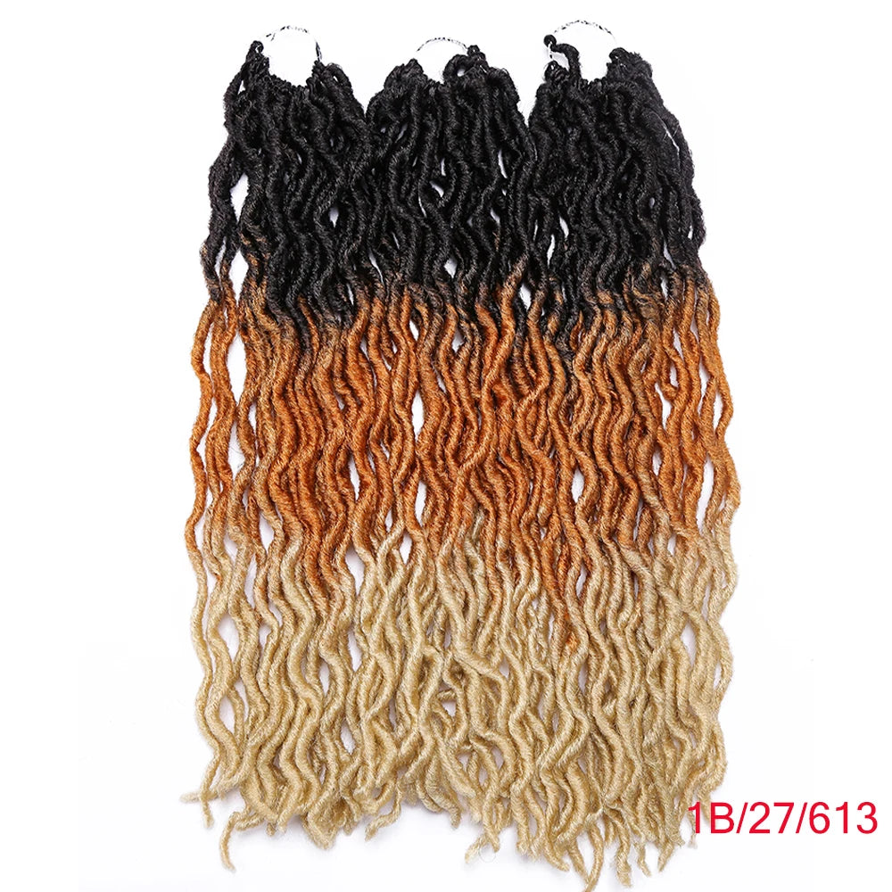Curly Faux Locs Synthetic Crochet Pre-Stretched Hair - Various Colors Available
