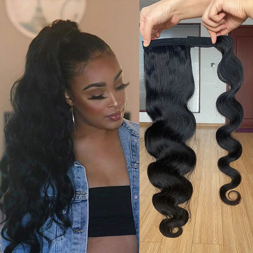 Body Wave Wrap Around Human Hair Ponytail, 100g & 120g Available
