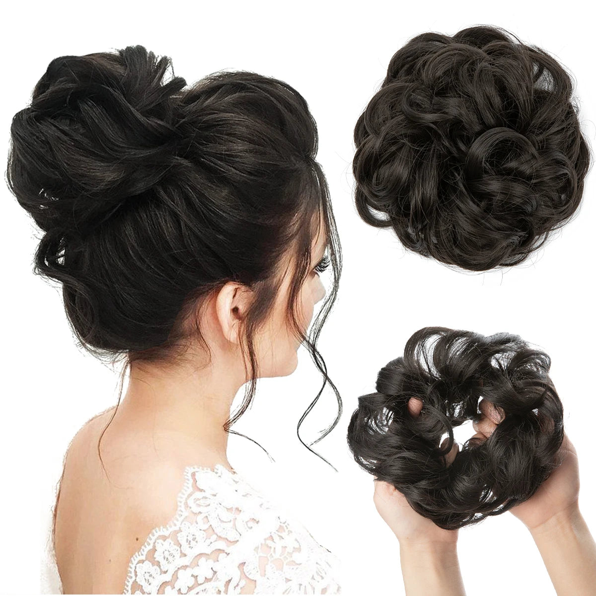 Synthetic Messy Curly Bun - Elastic Scrunchy Doughnut Updo Hair Pieces