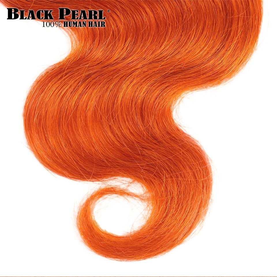 Black Pearl Ginger Orange Bundles With Closure - Brazilian Body Wave Human Hair