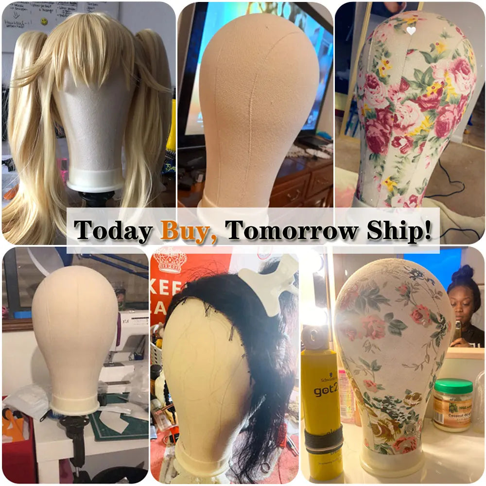 Canvas Mannequin Head With Wig Stand 21-24inch & Pin Set - Option to Buy Mannequin Head Only