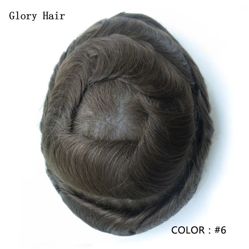 Indian Human Hair Thin Skin Hair Prosthesis 0.12 - 0.14 mm Toupee/Replacement Unit - Various Options Available