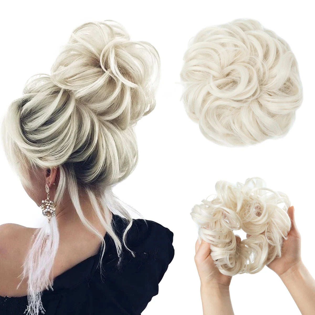 Synthetic Messy Curly Bun - Elastic Scrunchy Doughnut Updo Hair Pieces