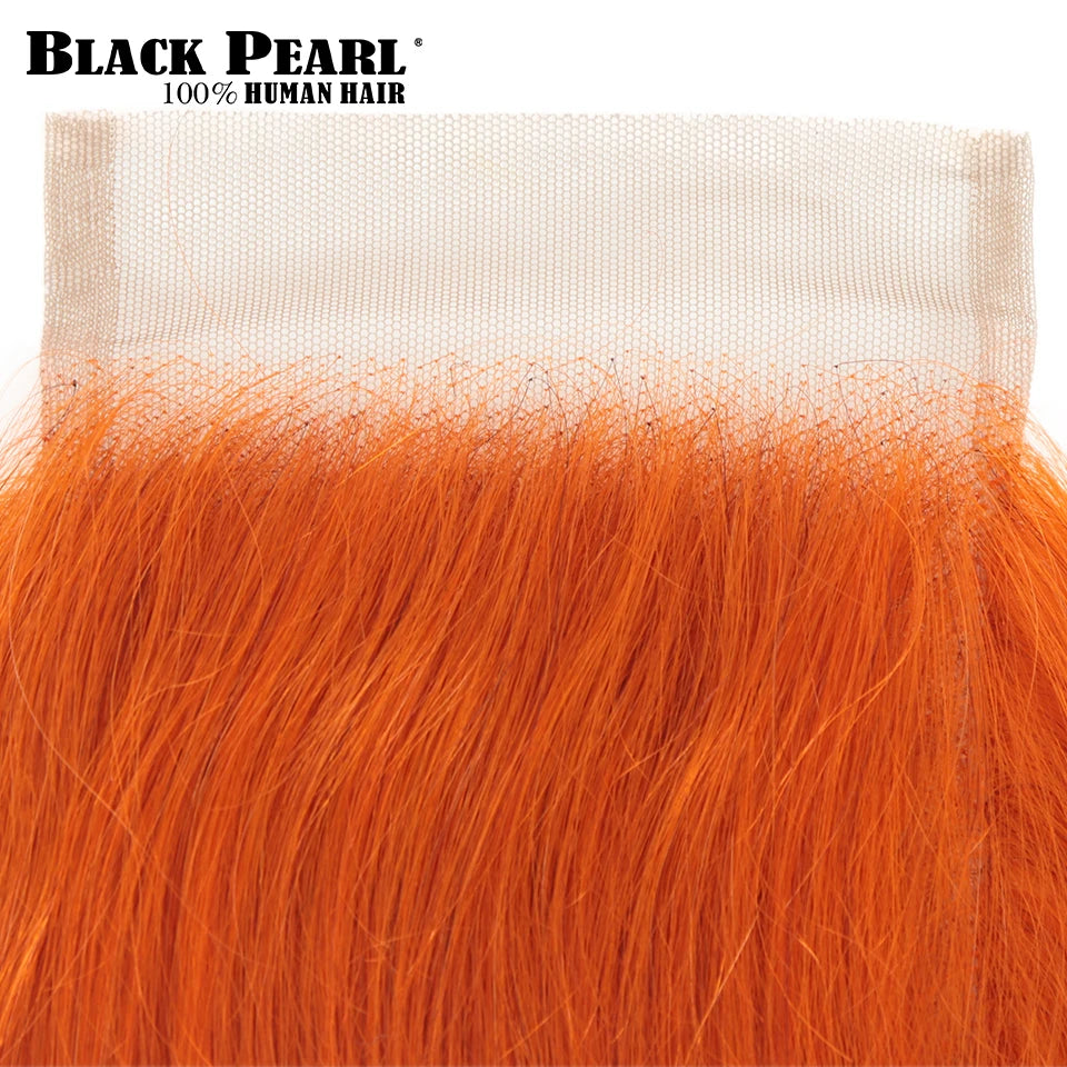 Black Pearl Ginger Orange Bundles With Closure - Brazilian Body Wave Human Hair