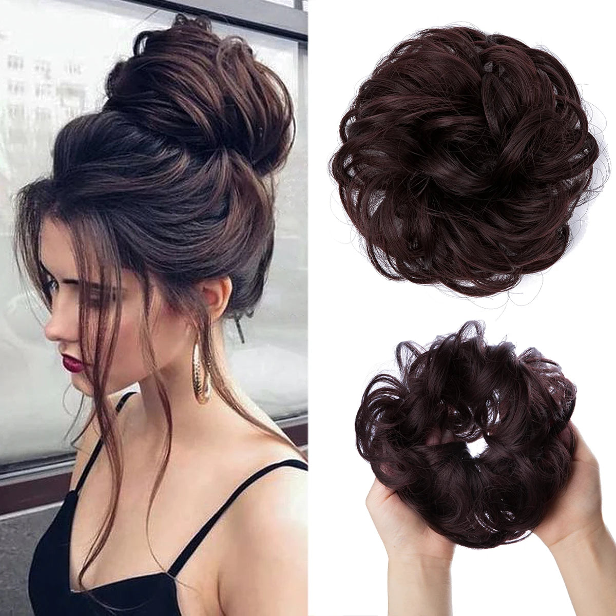 Synthetic Messy Curly Bun - Elastic Scrunchy Doughnut Updo Hair Pieces