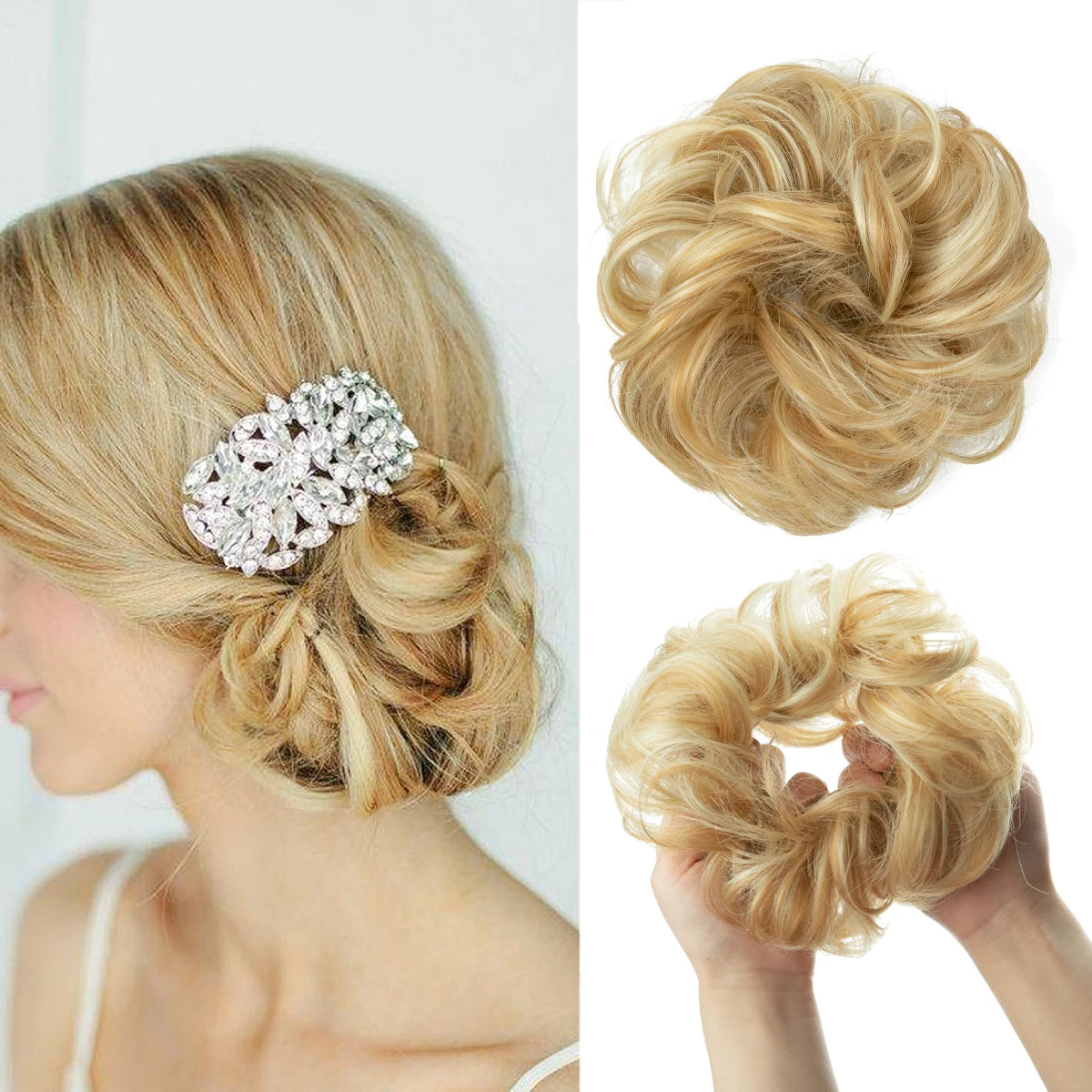 Synthetic Messy Curly Bun - Elastic Scrunchy Doughnut Updo Hair Pieces