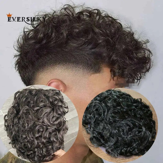 Full Skin Base 20mm Curly Human Hair- Durable Prosthesis System With Natural Frontline - Various Colors Available