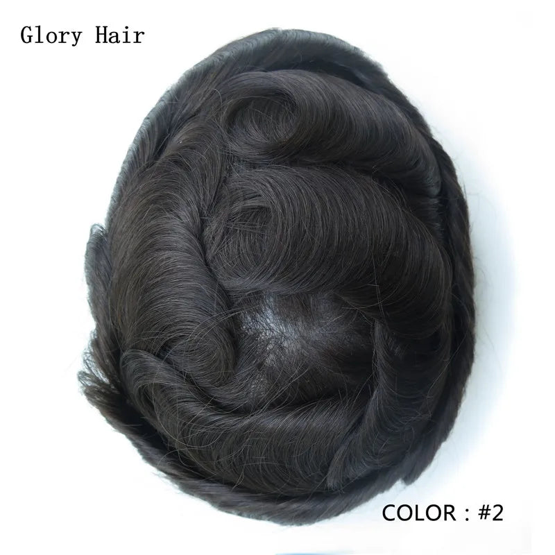 Indian Human Hair Thin Skin Hair Prosthesis 0.12 - 0.14 mm Toupee/Replacement Unit - Various Options Available