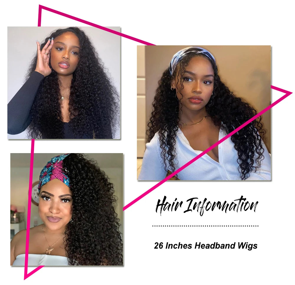 Curly Human Hair Headband & V Part Wig Human Hair