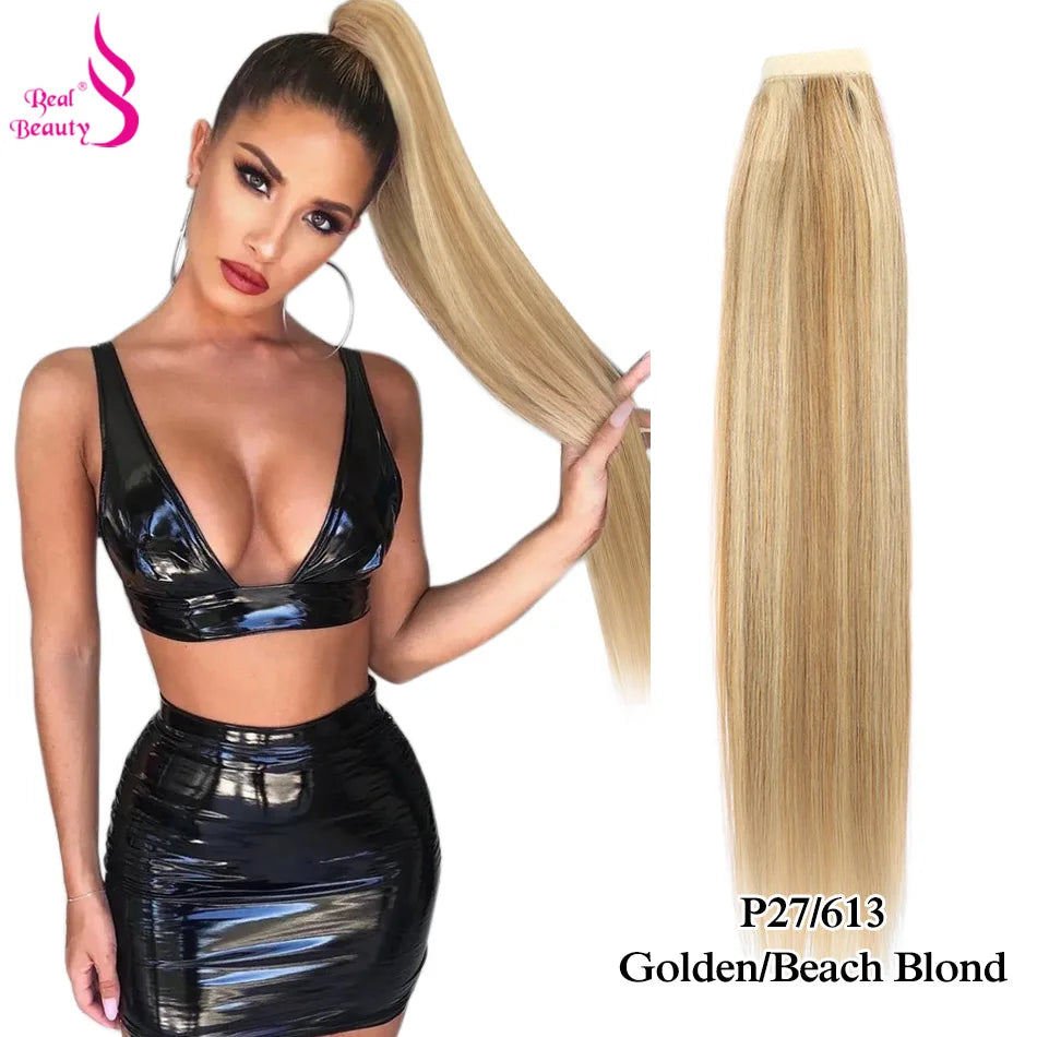 Straight Human Hair Wrap Around Ponytails