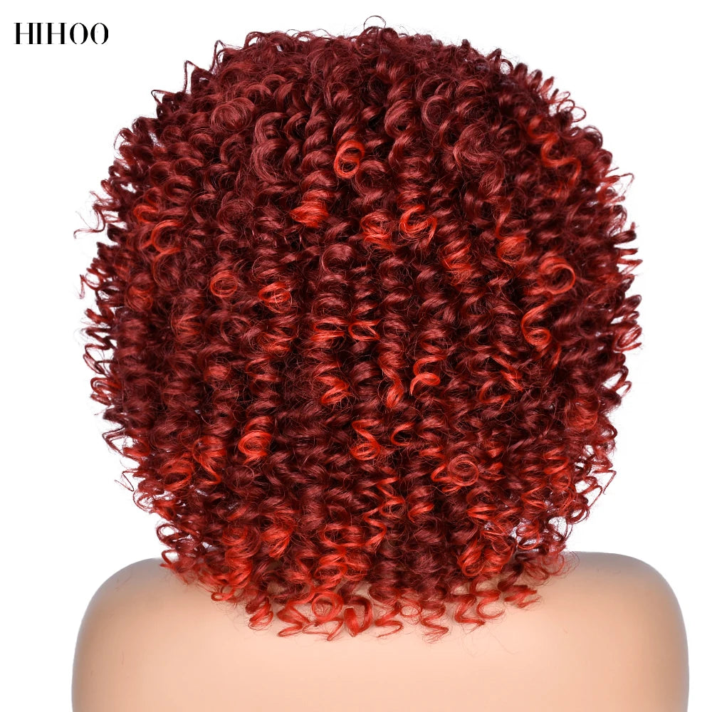 Synthetic Short Curly Wigs With Bangs - Various Colors Available