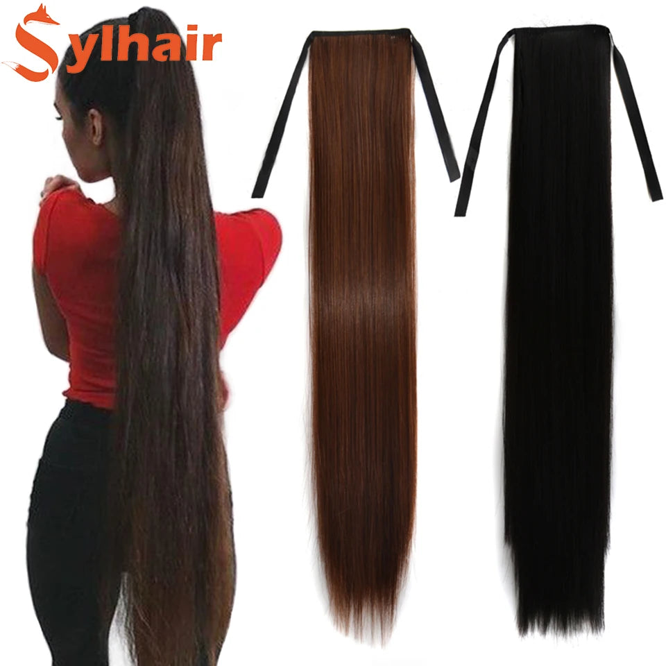 Long Straight Wrap Around Ponytail - Synthetic Hair, Various Colors Available