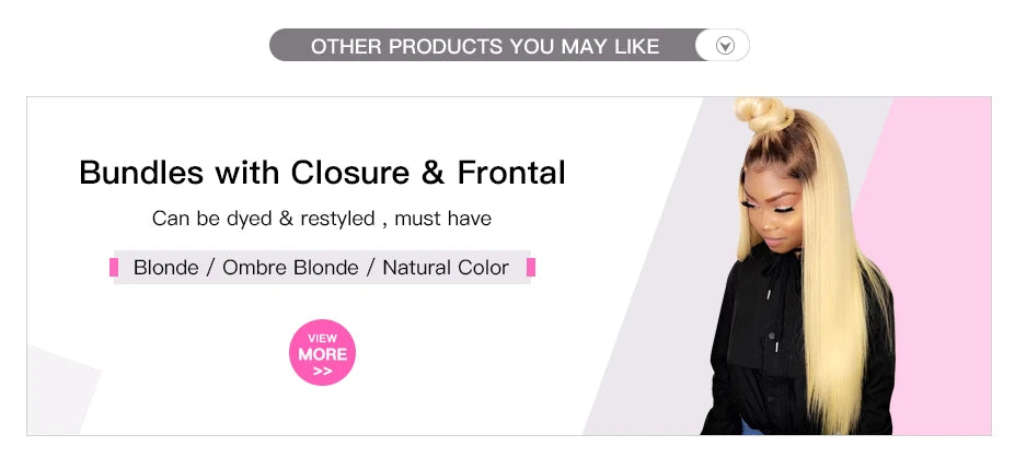 Straight Human Hair - Ombre 1B 613 Blonde Bundles with 4x4 Lace Closure