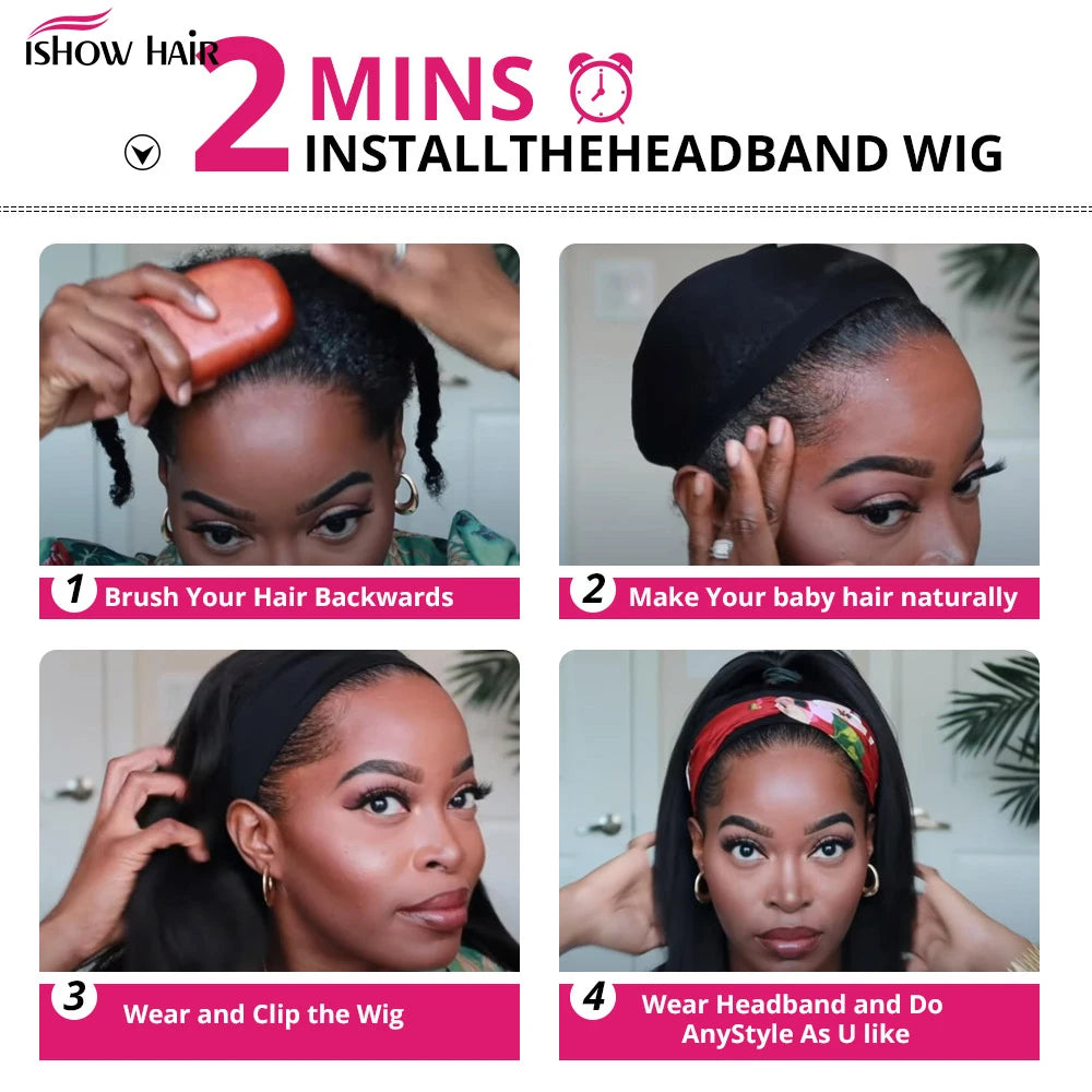 Deep Wave P4/27 Highlight Human Hair Headband Wig
