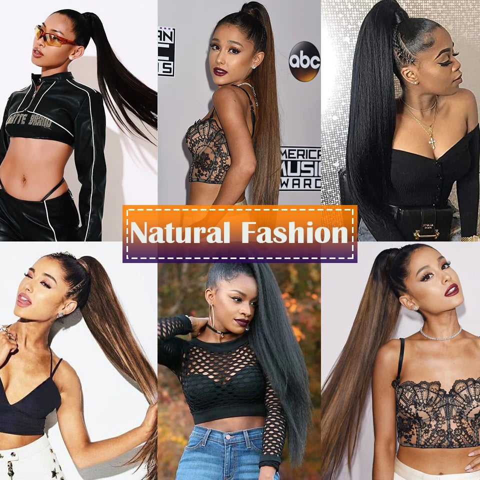 Kinky Straight Synthetic Drawstring Ponytails in Various Colors