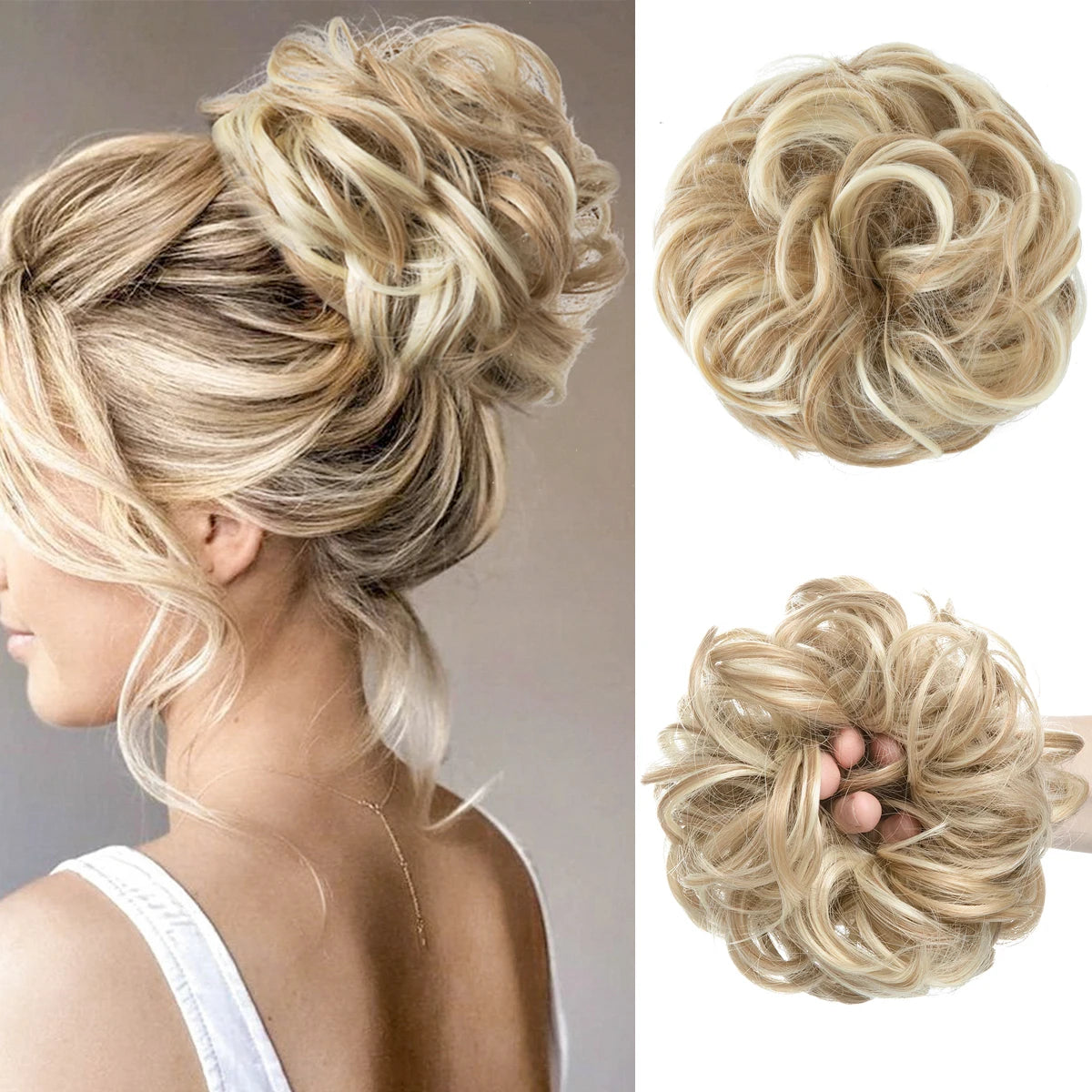 Synthetic Messy Curly Bun - Elastic Scrunchy Doughnut Updo Hair Pieces