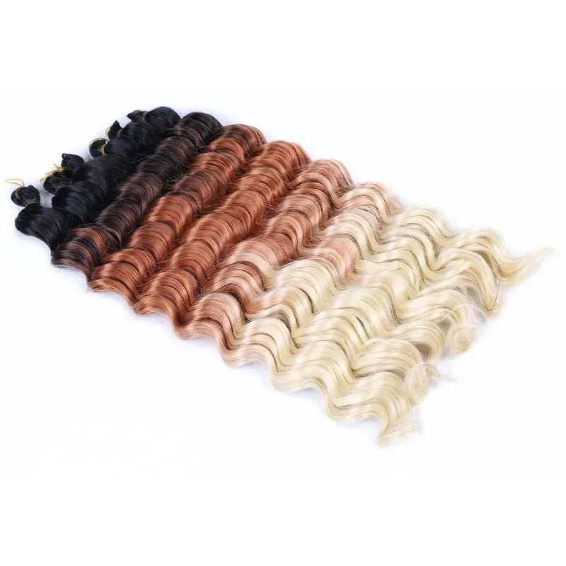 Ombre Deep Water Wave Bulk Crochet Synthetic Hair - Various Colors Available