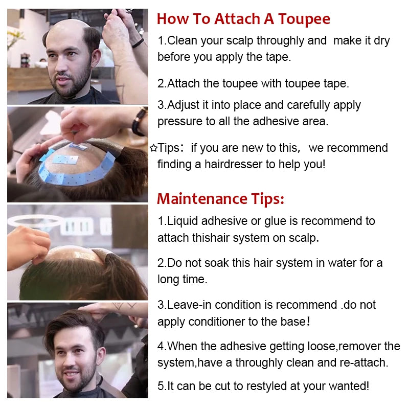 Hair Replacement System (Toupee) - Human Hair Fine Mono NPU, Various Curl Patterns Available