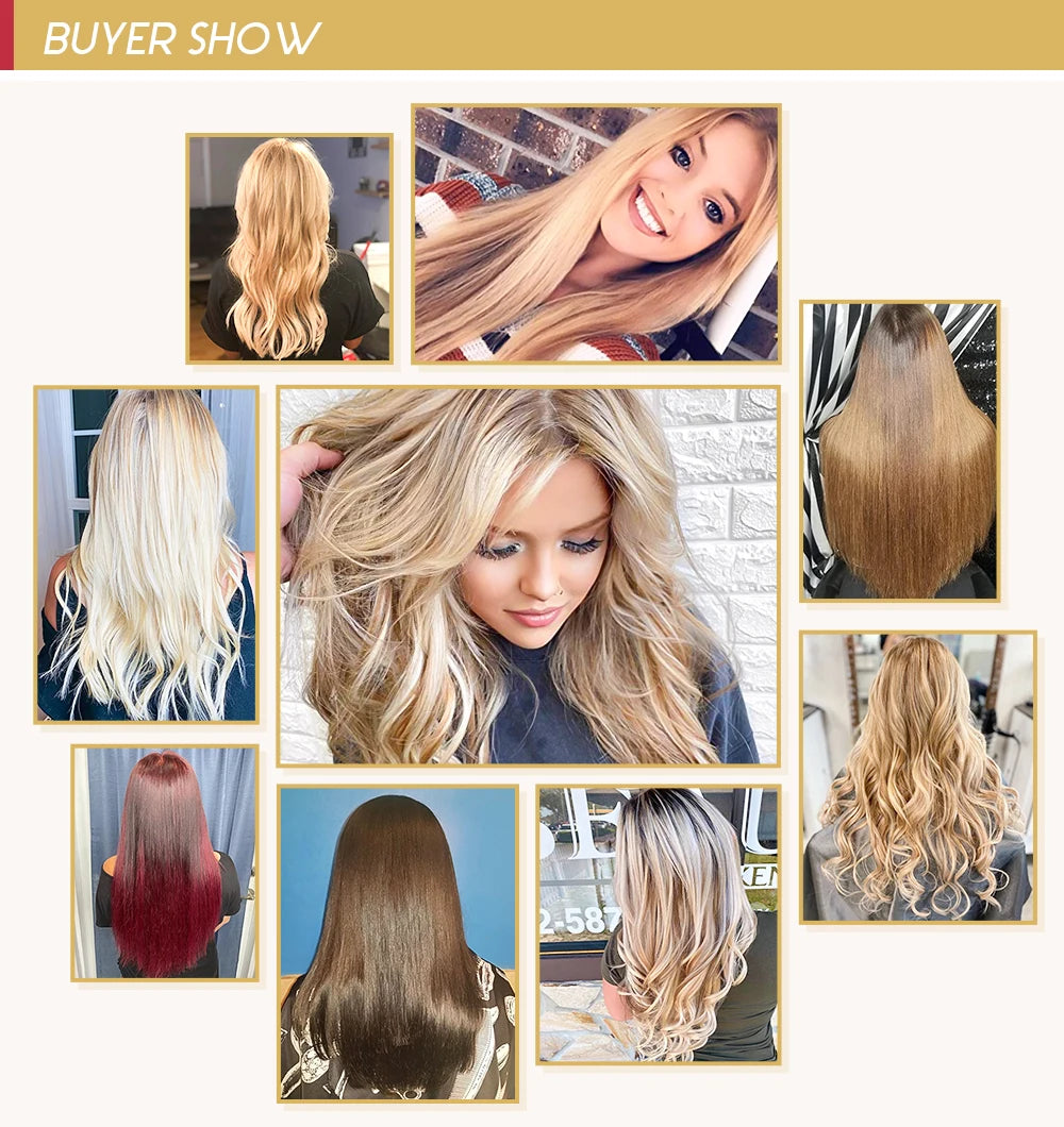 Straight Human Hair Bundles Weave Balayage Hair Pieces
