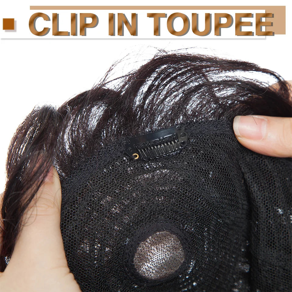 Men Toupee 16x19cm, 4Inch Human Hair Capillary Prothesis Clip In Replacement Systems - Various Options Available