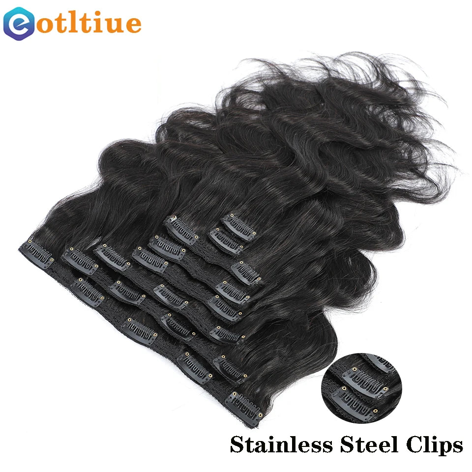 Body Wave Malaysia Natural Human Hair Clip-In Extensions 8PCs 120G