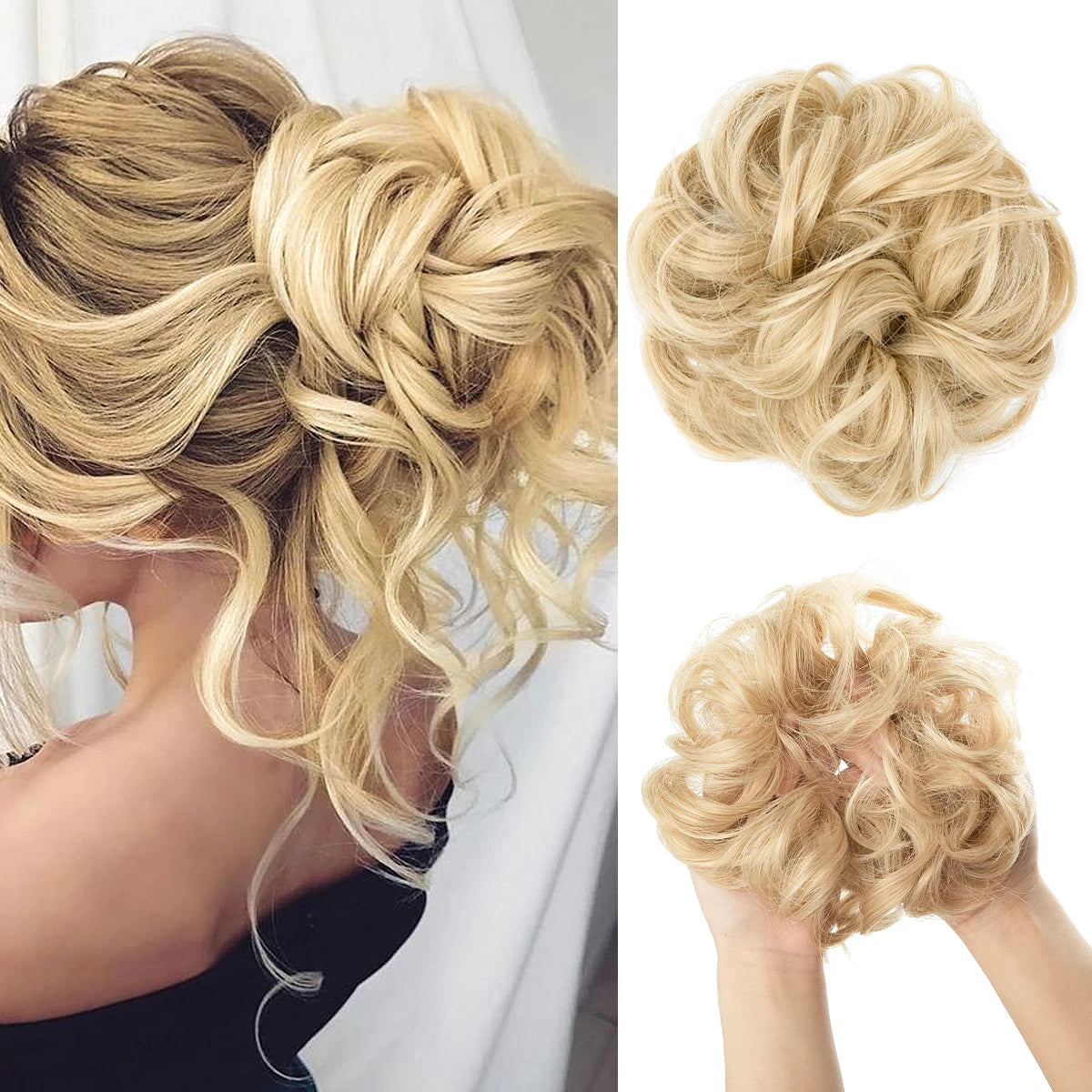 Synthetic Messy Curly Bun - Elastic Scrunchy Doughnut Updo Hair Pieces