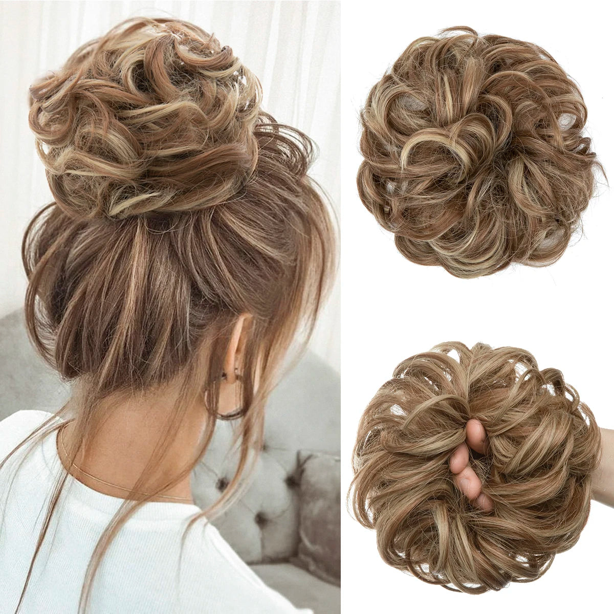 Synthetic Messy Curly Bun - Elastic Scrunchy Doughnut Updo Hair Pieces