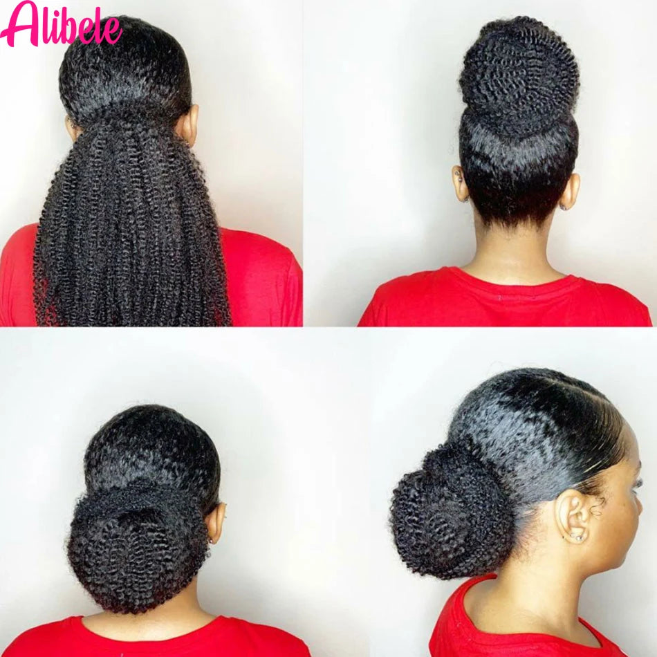 Afro Kinky Curly Drawstring Human Hair Ponytail