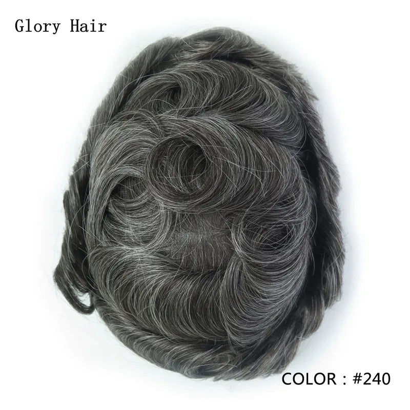 Indian Human Hair Thin Skin Hair Prosthesis 0.12 - 0.14 mm Toupee/Replacement Unit - Various Options Available