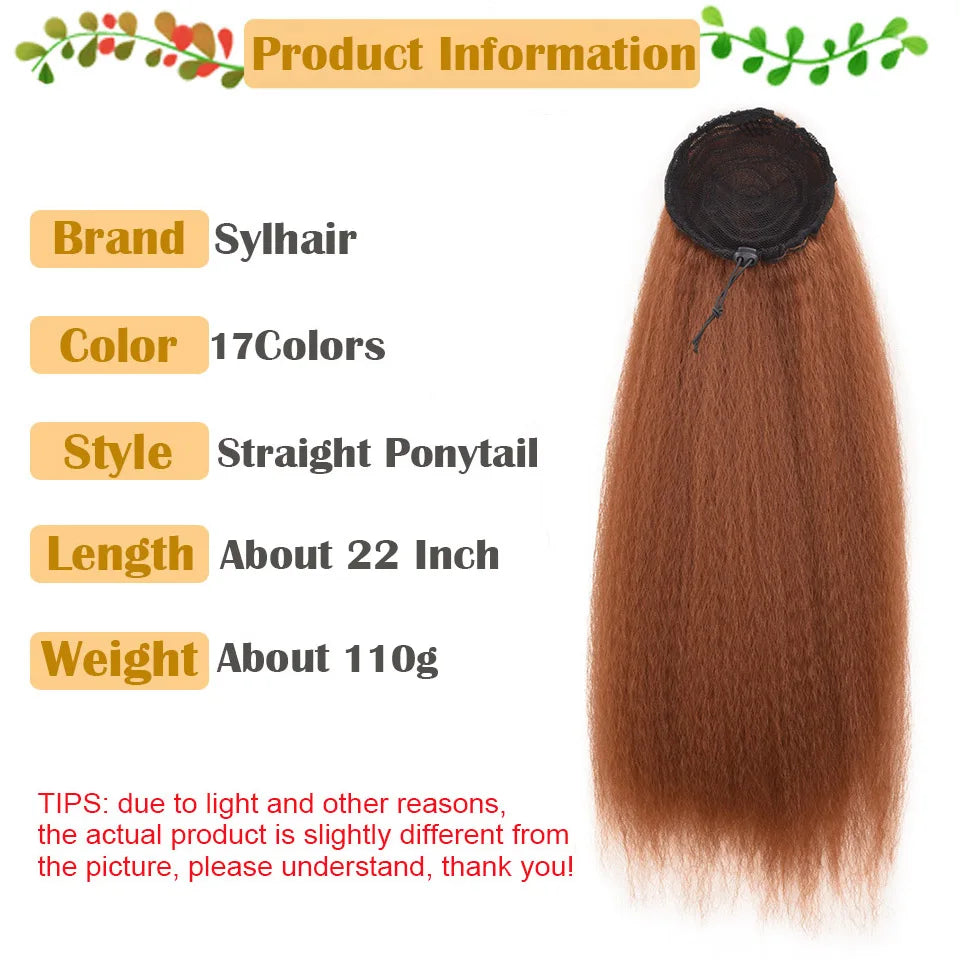 Kinky Straight Synthetic Drawstring Ponytails in Various Colors