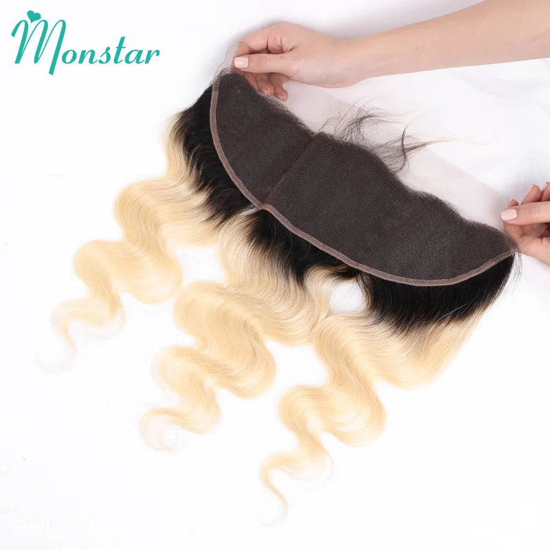 Body Wave 13X4 1B/613 Dark Root Ombre or 613 Blonde Full Lace Frontal With Baby Hair