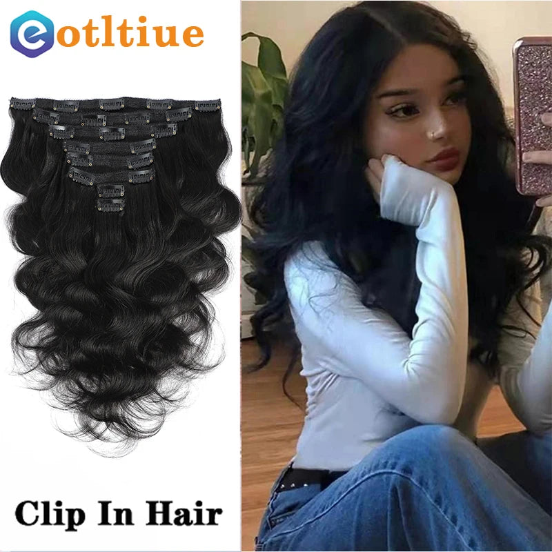 Body Wave Malaysia Natural Human Hair Clip-In Extensions 8PCs 120G