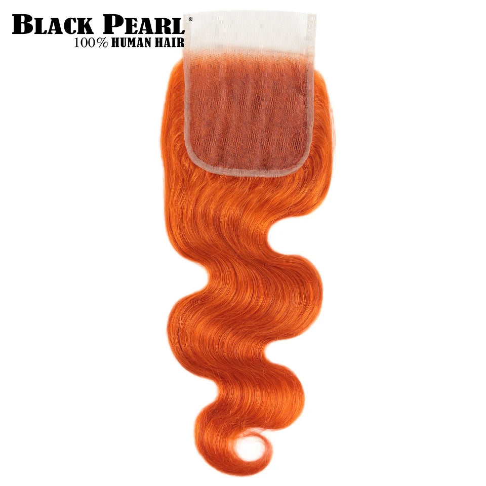 Black Pearl Ginger Orange Bundles With Closure - Brazilian Body Wave Human Hair